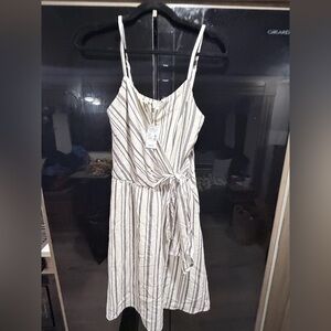 Maurices Cream and Black Striped Midi Dress